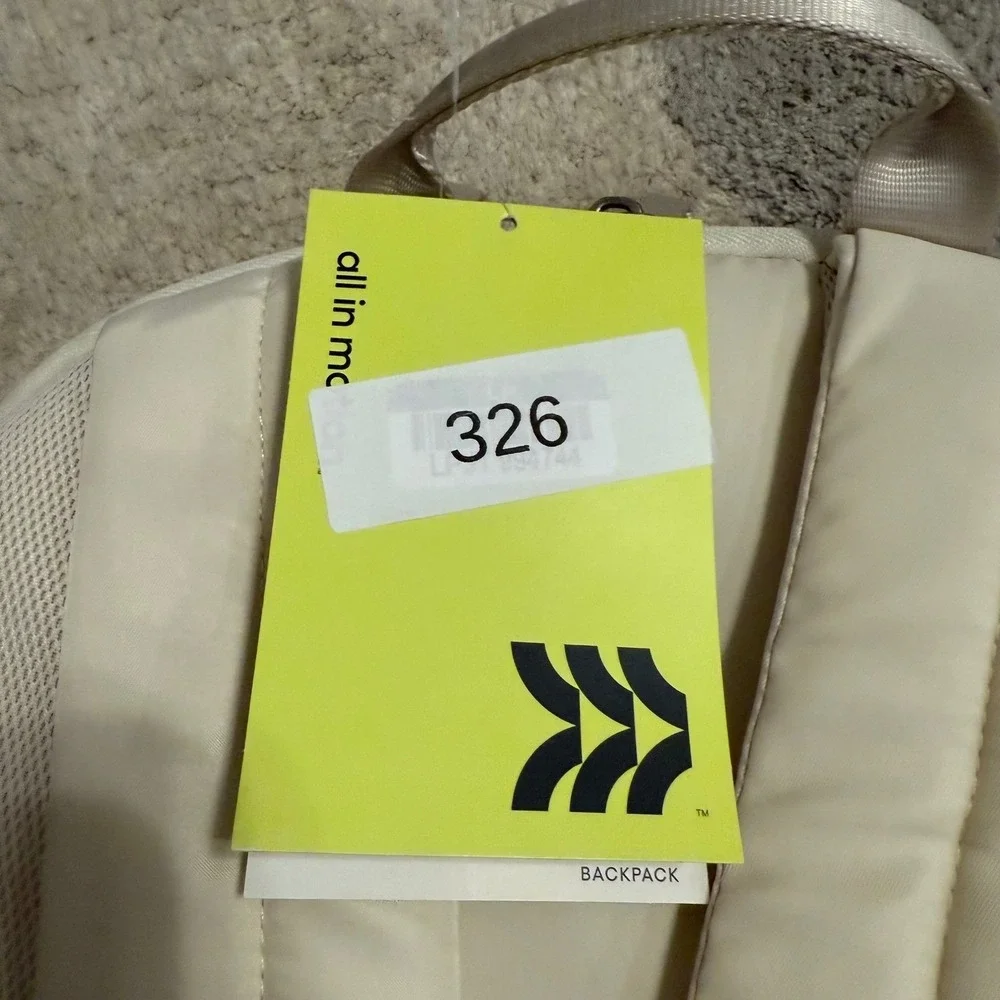 All in Motion 17.5 Lifestyle Backpack Cream Water Repellent 15 Laptop Sleeve NWT
